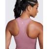 imageCRZ YOGA Womens Seamless Ribbed Longline High Neck Sports Bra  Racerback Padded Slim Fit Crop Tank Top with Built in PadsMisty Merlot Heather