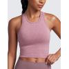 imageCRZ YOGA Womens Seamless Ribbed Longline High Neck Sports Bra  Racerback Padded Slim Fit Crop Tank Top with Built in PadsMisty Merlot Heather