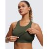 imageCRZ YOGA Womens Seamless Ribbed Longline High Neck Sports Bra  Racerback Padded Slim Fit Crop Tank Top with Built in PadsOlive Green