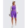 imageCRZ YOGA Womens Seamless Ribbed Longline High Neck Sports Bra  Racerback Padded Slim Fit Crop Tank Top with Built in PadsRoyal Lilac