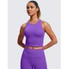 imageCRZ YOGA Womens Seamless Ribbed Longline High Neck Sports Bra  Racerback Padded Slim Fit Crop Tank Top with Built in PadsRoyal Lilac