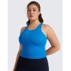 imageCRZ YOGA Womens Seamless Ribbed Longline High Neck Sports Bra  Racerback Padded Slim Fit Crop Tank Top with Built in PadsSparkle Blue