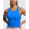 imageCRZ YOGA Womens Seamless Ribbed Longline High Neck Sports Bra  Racerback Padded Slim Fit Crop Tank Top with Built in PadsSparkle Blue