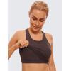 imageCRZ YOGA Womens Seamless Ribbed Longline High Neck Sports Bra  Racerback Padded Slim Fit Crop Tank Top with Built in PadsTaupe