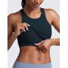 imageCRZ YOGA Womens Seamless Ribbed Longline High Neck Sports Bra  Racerback Padded Slim Fit Crop Tank Top with Built in PadsTrue Navy