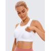 imageCRZ YOGA Womens Seamless Ribbed Longline High Neck Sports Bra  Racerback Padded Slim Fit Crop Tank Top with Built in PadsWhite