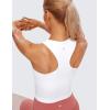 imageCRZ YOGA Womens Seamless Ribbed Longline High Neck Sports Bra  Racerback Padded Slim Fit Crop Tank Top with Built in PadsWhite