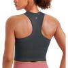 imageCRZ YOGA Womens Seamless Ribbed Longline High Neck Sports Bra  Racerback Padded Slim Fit Crop Tank Top with Built in PadsMysterious Grey
