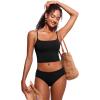 imageCRZ YOGA Bikini Bottoms for Women Mid Rise Full Coverage Bathing Suit Swimsuit Basic Swim BriefsBlack