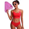 imageCRZ YOGA Bikini Bottoms for Women Mid Rise Full Coverage Bathing Suit Swimsuit Basic Swim BriefsDeep Red