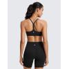 imageCRZ YOGA Butterluxe Womens Ruched V Neck Sports Bra  Y Back Spaghetti Thin Strap Wireless Padded Yoga Crop TopBlack