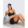 imageCRZ YOGA Butterluxe Womens Ruched V Neck Sports Bra  Y Back Spaghetti Thin Strap Wireless Padded Yoga Crop TopBlack