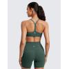 imageCRZ YOGA Butterluxe Womens Ruched V Neck Sports Bra  Y Back Spaghetti Thin Strap Wireless Padded Yoga Crop TopDark Forest Green