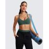 imageCRZ YOGA Butterluxe Womens Ruched V Neck Sports Bra  Y Back Spaghetti Thin Strap Wireless Padded Yoga Crop TopDark Forest Green