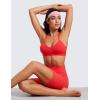 imageCRZ YOGA Butterluxe Womens Ruched V Neck Sports Bra  Y Back Spaghetti Thin Strap Wireless Padded Yoga Crop TopDeep Red