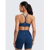 imageCRZ YOGA Butterluxe Womens Ruched V Neck Sports Bra  Y Back Spaghetti Thin Strap Wireless Padded Yoga Crop TopFrench Navy