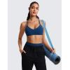 imageCRZ YOGA Butterluxe Womens Ruched V Neck Sports Bra  Y Back Spaghetti Thin Strap Wireless Padded Yoga Crop TopFrench Navy