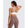 imageCRZ YOGA Butterluxe Womens Ruched V Neck Sports Bra  Y Back Spaghetti Thin Strap Wireless Padded Yoga Crop TopWhite