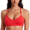 imageCRZ YOGA Butterluxe Womens Ruched V Neck Sports Bra  Y Back Spaghetti Thin Strap Wireless Padded Yoga Crop TopDeep Red