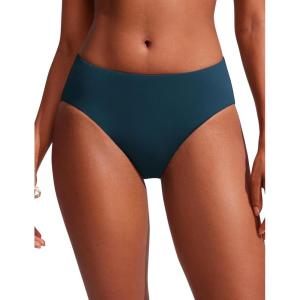 imageCRZ YOGA Bikini Bottoms for Women Mid Rise Full Coverage Bathing Suit Swimsuit Basic Swim BriefsInsignia Blue