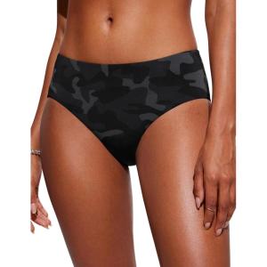 imageCRZ YOGA Bikini Bottoms for Women Mid Rise Full Coverage Bathing Suit Swimsuit Basic Swim BriefsJungle Camouflage Gray