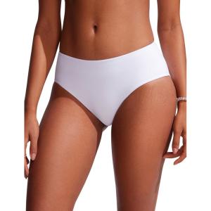 imageCRZ YOGA Bikini Bottoms for Women Mid Rise Full Coverage Bathing Suit Swimsuit Basic Swim BriefsWhite