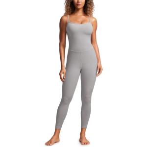 imageCRZ YOGA Butterluxe Jumpsuits for Women Yoga Workout Casual One Piece Leggings Romper with Built in BraGull Gray