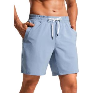 imageCRZ YOGA Mens Swim Trunks 7 Quick Dry Mesh Lining Athletic Casual Swimwear Shorts with Zipper PocketsThe Breeze Blue