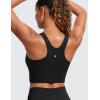 imageCRZ YOGA Butterluxe Racerback High Neck Longline Sports Bras for Women  Padded Workout Crop Tank Tops with Built in PadsBlack