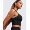 imageCRZ YOGA Butterluxe Racerback High Neck Longline Sports Bras for Women  Padded Workout Crop Tank Tops with Built in PadsBlack