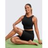 imageCRZ YOGA Butterluxe Racerback High Neck Longline Sports Bras for Women  Padded Workout Crop Tank Tops with Built in PadsBlack