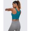imageCRZ YOGA Butterluxe Racerback High Neck Longline Sports Bras for Women  Padded Workout Crop Tank Tops with Built in PadsBorealis Green