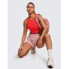 imageCRZ YOGA Butterluxe Racerback High Neck Longline Sports Bras for Women  Padded Workout Crop Tank Tops with Built in PadsDeep Red