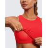 imageCRZ YOGA Butterluxe Racerback High Neck Longline Sports Bras for Women  Padded Workout Crop Tank Tops with Built in PadsDeep Red