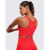 imageCRZ YOGA Butterluxe Racerback High Neck Longline Sports Bras for Women  Padded Workout Crop Tank Tops with Built in PadsDeep Red