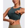 imageCRZ YOGA Butterluxe Racerback High Neck Longline Sports Bras for Women  Padded Workout Crop Tank Tops with Built in PadsForest Dark Green