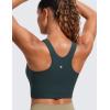 imageCRZ YOGA Butterluxe Racerback High Neck Longline Sports Bras for Women  Padded Workout Crop Tank Tops with Built in PadsForest Dark Green