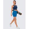imageCRZ YOGA Butterluxe Racerback High Neck Longline Sports Bras for Women  Padded Workout Crop Tank Tops with Built in PadsFrench Navy
