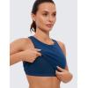 imageCRZ YOGA Butterluxe Racerback High Neck Longline Sports Bras for Women  Padded Workout Crop Tank Tops with Built in PadsFrench Navy