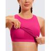 imageCRZ YOGA Butterluxe Racerback High Neck Longline Sports Bras for Women  Padded Workout Crop Tank Tops with Built in PadsGranita Pink
