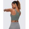 imageCRZ YOGA Butterluxe Racerback High Neck Longline Sports Bras for Women  Padded Workout Crop Tank Tops with Built in PadsGrey Sage