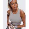 imageCRZ YOGA Butterluxe Racerback High Neck Longline Sports Bras for Women  Padded Workout Crop Tank Tops with Built in PadsGull Gray