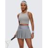 imageCRZ YOGA Butterluxe Racerback High Neck Longline Sports Bras for Women  Padded Workout Crop Tank Tops with Built in PadsGull Gray
