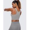 imageCRZ YOGA Butterluxe Racerback High Neck Longline Sports Bras for Women  Padded Workout Crop Tank Tops with Built in PadsGull Gray