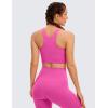 imageCRZ YOGA Butterluxe Racerback High Neck Longline Sports Bras for Women  Padded Workout Crop Tank Tops with Built in PadsNeonlight Purple