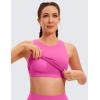imageCRZ YOGA Butterluxe Racerback High Neck Longline Sports Bras for Women  Padded Workout Crop Tank Tops with Built in PadsNeonlight Purple