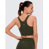 imageCRZ YOGA Butterluxe Racerback High Neck Longline Sports Bras for Women  Padded Workout Crop Tank Tops with Built in PadsOlive Green