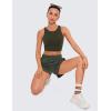 imageCRZ YOGA Butterluxe Racerback High Neck Longline Sports Bras for Women  Padded Workout Crop Tank Tops with Built in PadsOlive Green