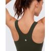 imageCRZ YOGA Butterluxe Racerback High Neck Longline Sports Bras for Women  Padded Workout Crop Tank Tops with Built in PadsOlive Green