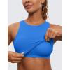 imageCRZ YOGA Butterluxe Racerback High Neck Longline Sports Bras for Women  Padded Workout Crop Tank Tops with Built in PadsSparkle Blue